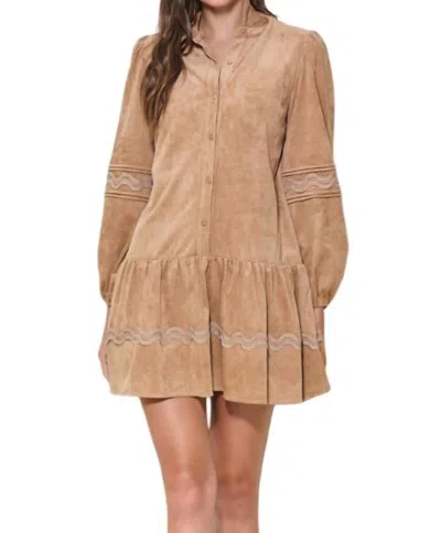 Able Wavy Detail Babydoll Dress In Mocha In Brown