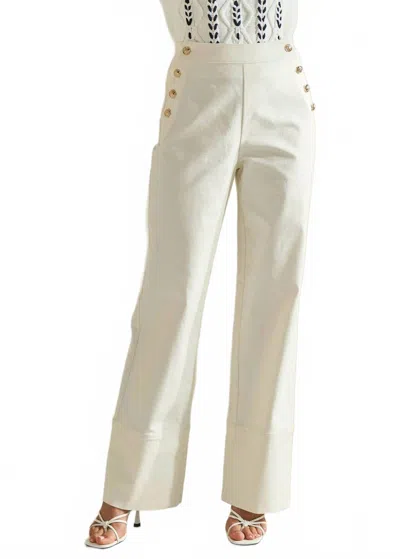 Able Wide Leg Button Trousers In White