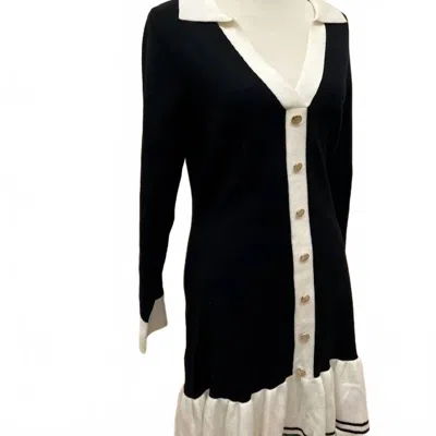 Able Women's Color Blocked Mini Sweater Dress In Black And White