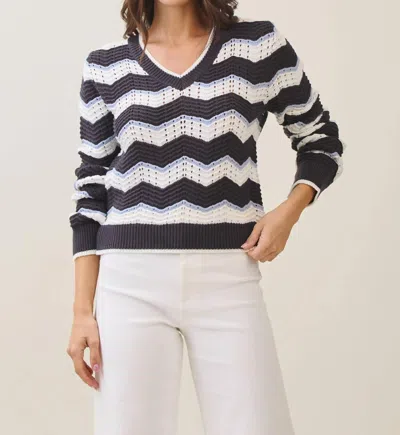 Able Zigzag V-neck Sweater In Navy In Blue