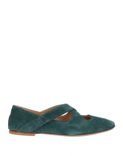 A.bocca A. Bocca Woman Ballet Flats Deep Teal Size 8 Leather In Green