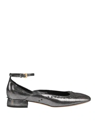 A.bocca A. Bocca Woman Ballet Flats Gunmetal Size 6 Textile Fibers In Gray