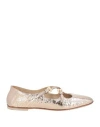 A.bocca A. Bocca Woman Ballet Flats Rose Gold Size 7.5 Leather In Gold