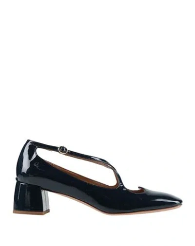 A.bocca A. Bocca Woman Pumps Navy Size 11 Leather In Black
