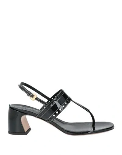 A.bocca A. Bocca Woman Thong Sandal Black Size 9 Leather