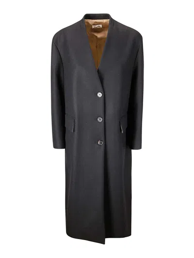 A.bocca Collarless Coat In Black