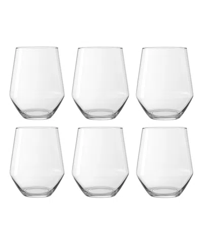 Abode Homewares Angle Stemless Wine Glasses, Set Of 6 In Clear