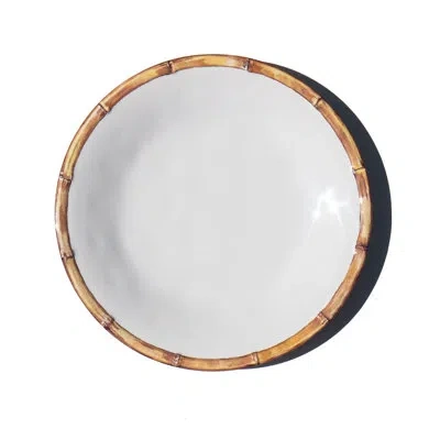 Abode Homewares Bamboo Rim Newwave Melamine Dinner Plate - White - 10.5" - Set Of 6
