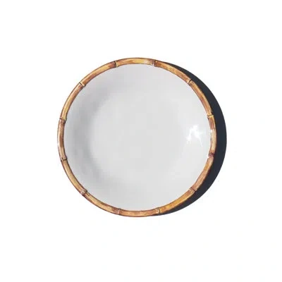 Abode Homewares Bamboo Rim Newwave Melamine Salad Plate - White - 8.5" - Set Of 6