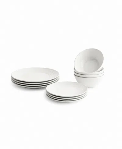 Abode Homewares Barro Newwave Melamine 12-piece Dinnerware Set, Service For 4 In White