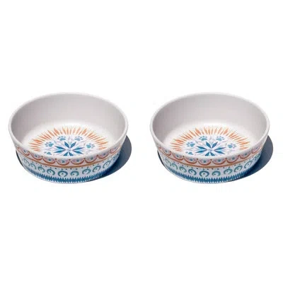 Abode Homewares Boho Kitty Medallion Melamine Pet Bowl - Small - 1.5 Cups - Multicolor In Tan