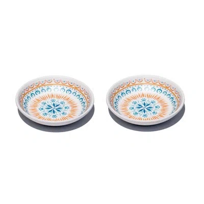Abode Homewares Boho Kitty Medallion Melamine Pet Saucer - 0.75 Cup - Multicolor In Tan