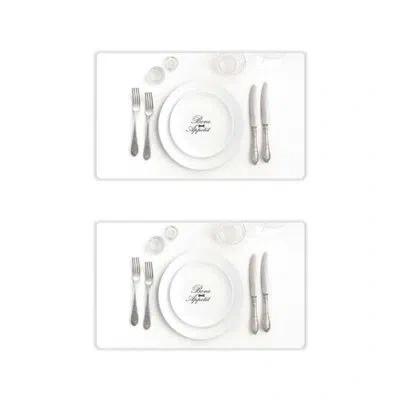 Abode Homewares Bone Appetit Melamine Pet Feeding Placemat - 19" X 11.5" - White