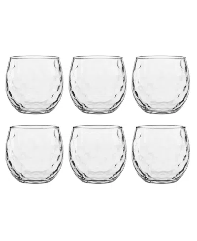 Abode Homewares Chill Acrylic Roly Stemless Wine Glasses, Set Of 6 In Clear