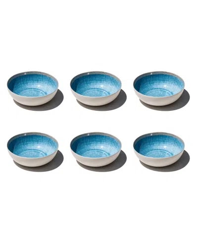 Abode Homewares Coastal Reactive Newwave Melamine Bowls, Set Of 6 In Blue