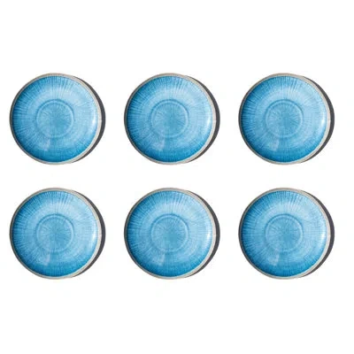 Abode Homewares Coastal Reactive Newwave Melamine Dinner Plate - White - 10.5" - Set Of 6 In Blue,white