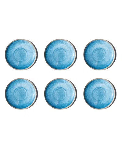 Abode Homewares Coastal Reactive Newwave Melamine Dinner Plates, Set Of 6 In Blue