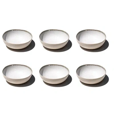 Abode Homewares Coastal Reactive Newwave Melamine Low Bowl - White - 7" - Set Of 6