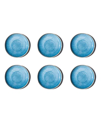 Abode Homewares Coastal Reactive Newwave Melamine Salad Plates, Set Of 6 In Blue