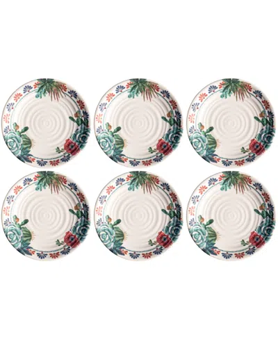 Abode Homewares Desert Succulent 6-pc. Dinner Plates, Service For 6 In White
