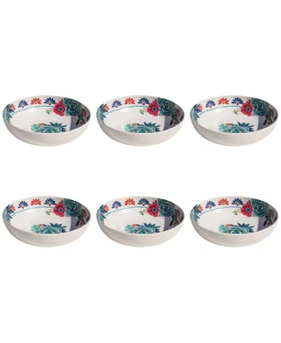 Abode Homewares Desert Succulent 6-pc. Low Bowls, Service For 6 In White