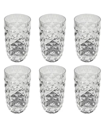 Abode Homewares Diamond Cut Acrylic Drinking Glasses, Set Of 6 In Transparent