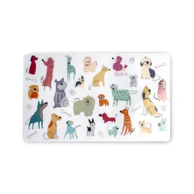 Abode Homewares Dog Whimsy Melamine Pet Feeding Placemat, 11.5" X 19" In White