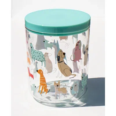 Abode Homewares Dog Whimsy Melamine Pet Treat Jar - 7.5"w X 7.5"d X 5.6"h - Multicolor In Teal