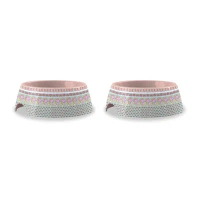 Abode Homewares Flower Fields Melamine Pet Bowl - Extra Small - 1 Cup - Pink Multicolor