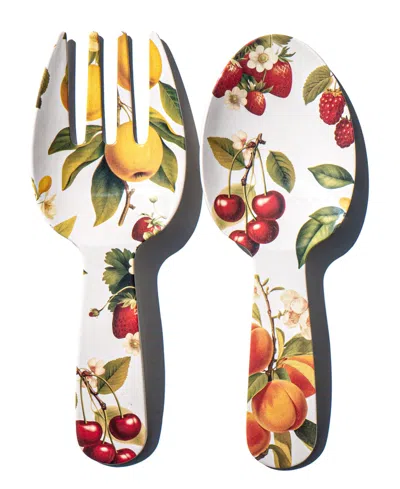 Abode Homewares Fruitstand Melamine Serving Utensils, Set Of 2 In Multi