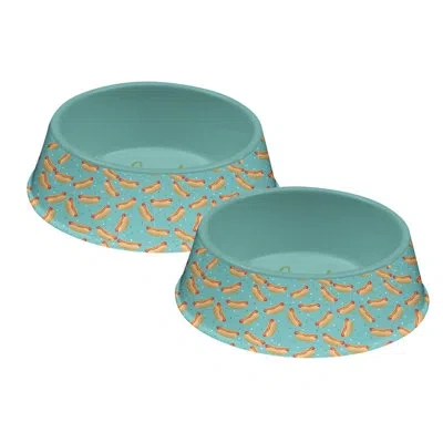 Abode Homewares Fun Food Melamine Hot Dog Pet Bowl - Large - 6 Cups - Teal