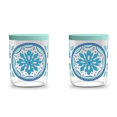 Abode Homewares Gibraltar Acrylic Pet Treat Jar - 5.6"w X 5.6"d X 7.3"h - Teal