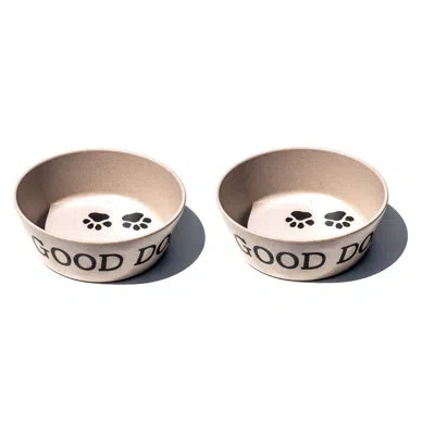 Abode Homewares Good Dog Paw Prints Merge Pet Bowl - Large - 5 Cups - Brown