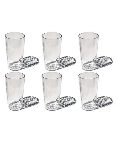 Abode Homewares Hammered Rustic Acrylic Drinking Glasses, Set Of 6 In Transparent