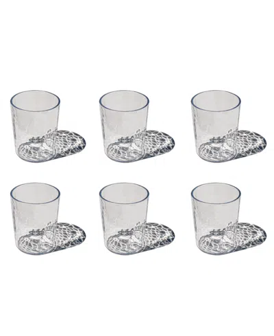 Abode Homewares Hammered Rustic Acrylic Drinking Glasses, Set Of 6 In Transparent