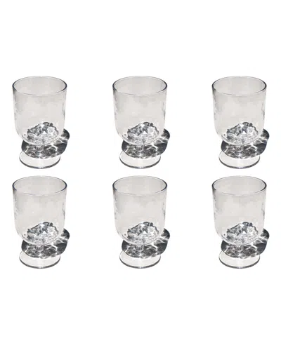 Abode Homewares Hammered Rustic Acrylic Stemless Wine Glasses, Set Of 6 In Transparent