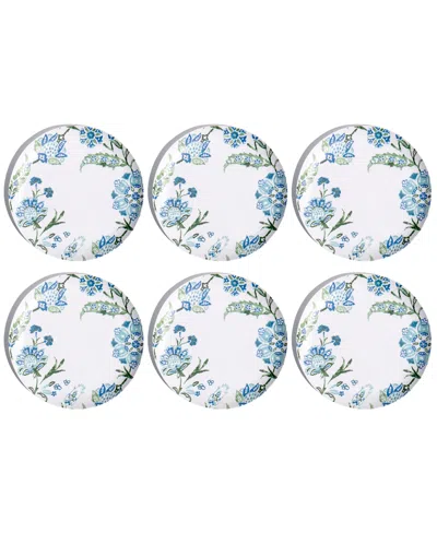 Abode Homewares Hana Ikat 10.5" Dinner Plates, Set Of 6, Service For 6 In Blue