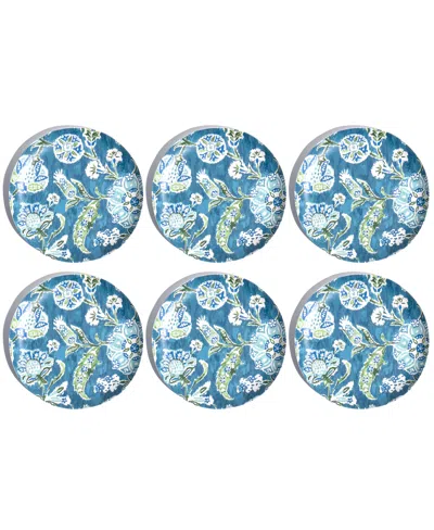 Abode Homewares Hana Ikat Salad Plates, Set Of 6 In Blue