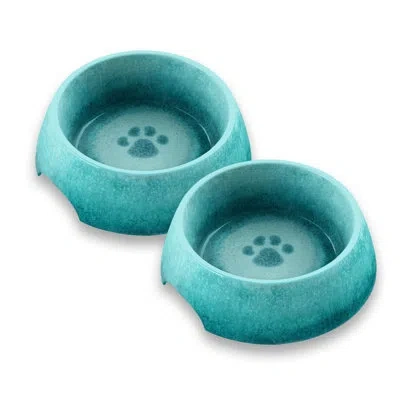 Abode Homewares Indigo Impressions Paw Melamine Pet Bowl In Teal
