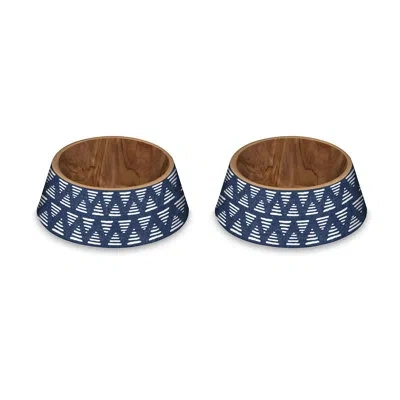 Abode Homewares Indigo Oasis Melamine Pet Bowl - Large - 4.75 Cups - Indigo In Blue;brown;white