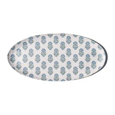 Abode Homewares Kashmir Melamine Oval Serving Platter - Blue - 17.4" X 8.3"