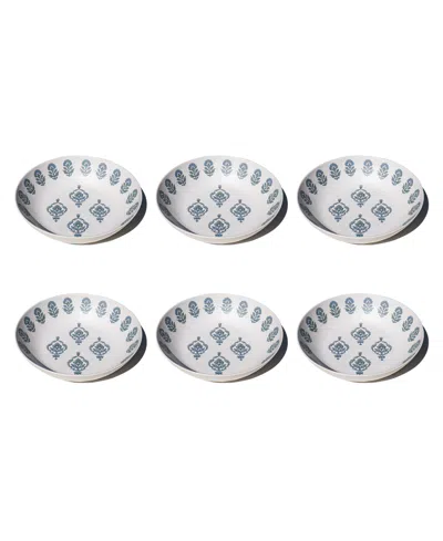 Abode Homewares Kashmir Newwave Melamine Low Bowls, Set Of 6 In Blue