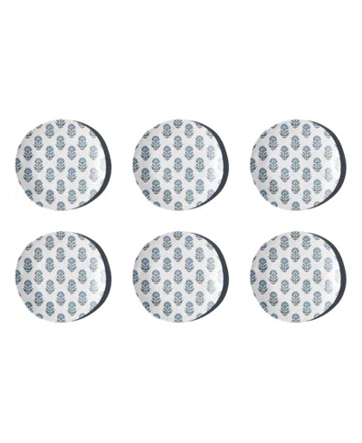 Abode Homewares Kashmir Newwave Melamine Salad Plates, Set Of 6 In Blue