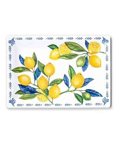 Abode Homewares Lemon Orchard 14" Melamine Rectangular Serving Tray In Yellow