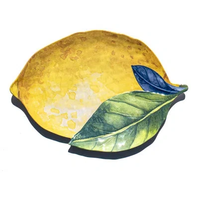 Abode Homewares Lemon Orchard Melamine Lemon Shape Serving Platter - Yellow - 17.3"
