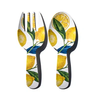Abode Homewares Lemon Orchard Melamine Serving Utensils - Yellow - Set Of 2