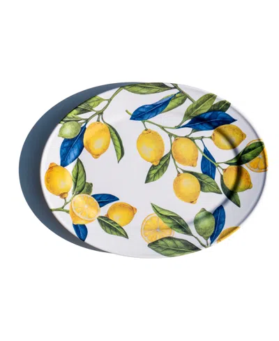 Abode Homewares Lemon Orchard Oval Platter In Yellow