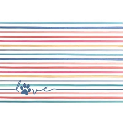Abode Homewares Love Stripes Melamine Pet Feeding Placemat - 19" X 11.5" - Multicolor In Blue;red;yellow