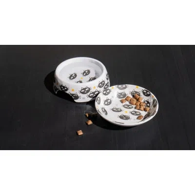 Abode Homewares Matt The Cat Melamine Pet Bowl - Small - 1 Cup - White
