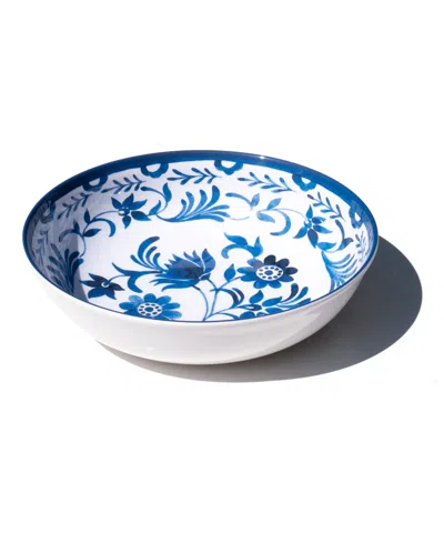 Abode Homewares Medallion Flower 11.9" Melamine Serving Bowl In Blue